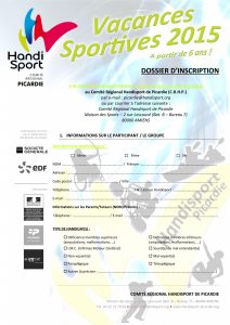 Dossier Inscription - Vacances Sportives 2015-2