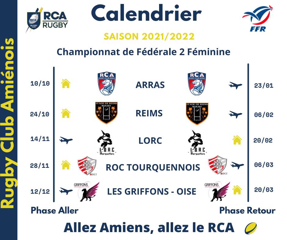calendrier rca rugby filles