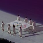 olympic flag, 2014 winter olympics opening ceremony drapeau olympique credit j. brilman